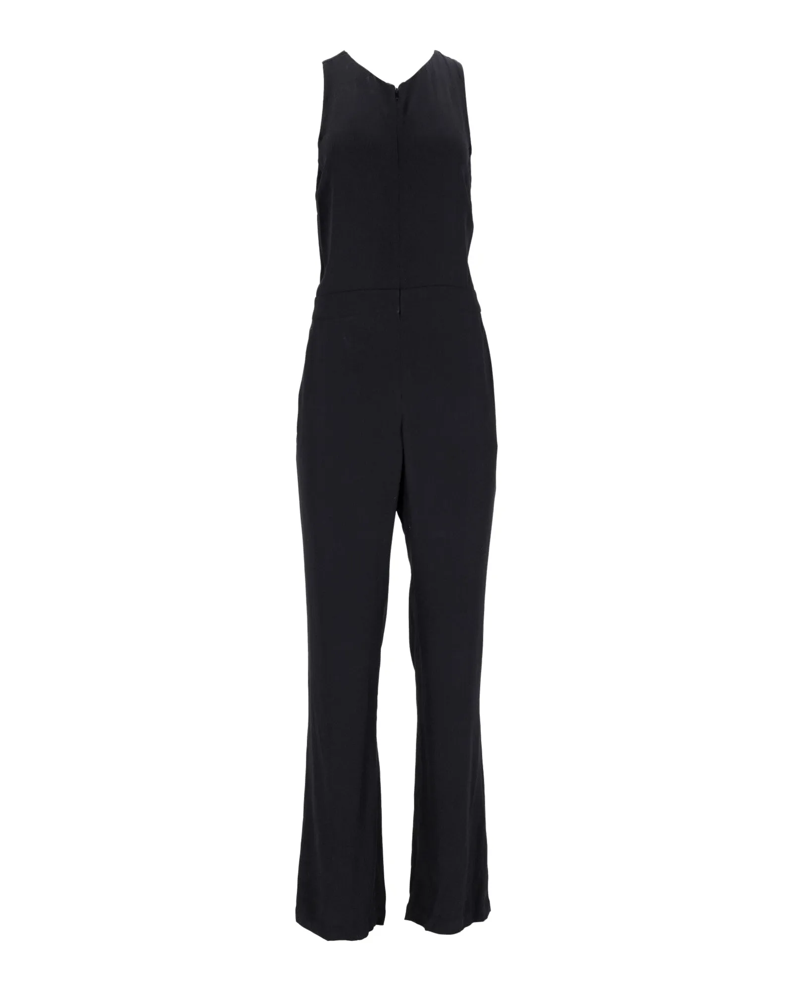 A.L.C. Back Cut-Out Olive Jumpsuit in Black Polyester