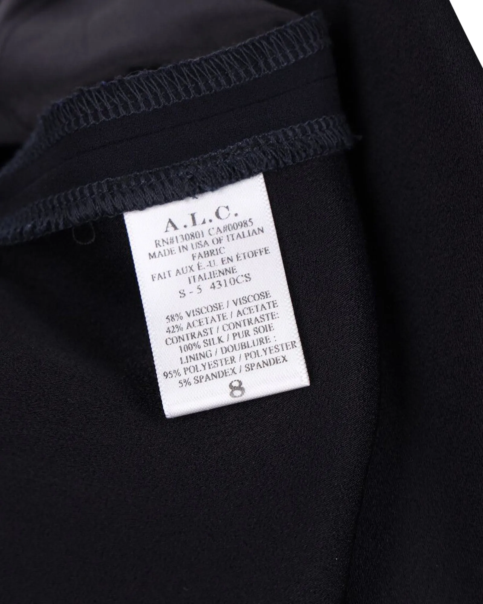 A.L.C. Back Cut-Out Olive Jumpsuit in Black Polyester