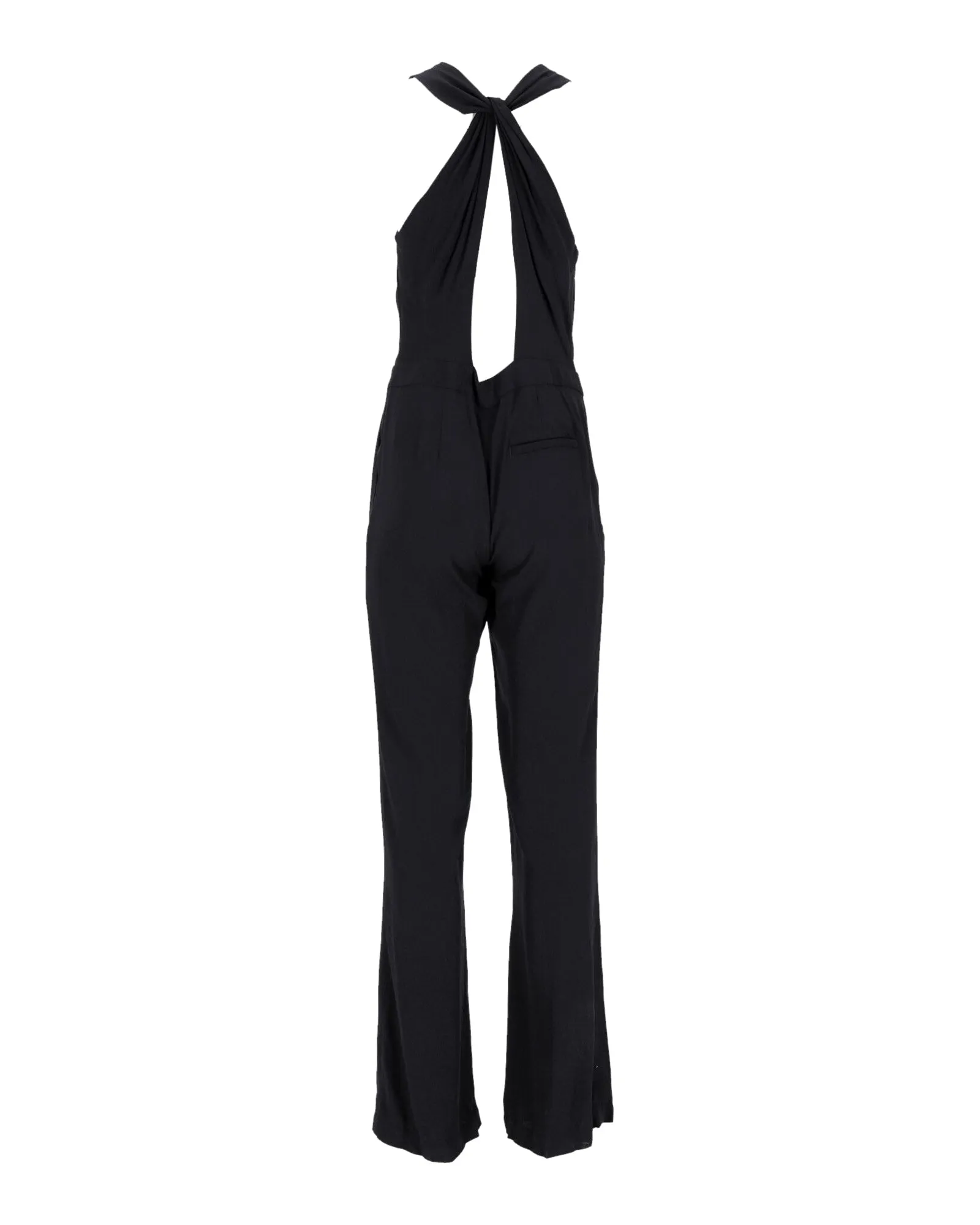 A.L.C. Back Cut-Out Olive Jumpsuit in Black Polyester