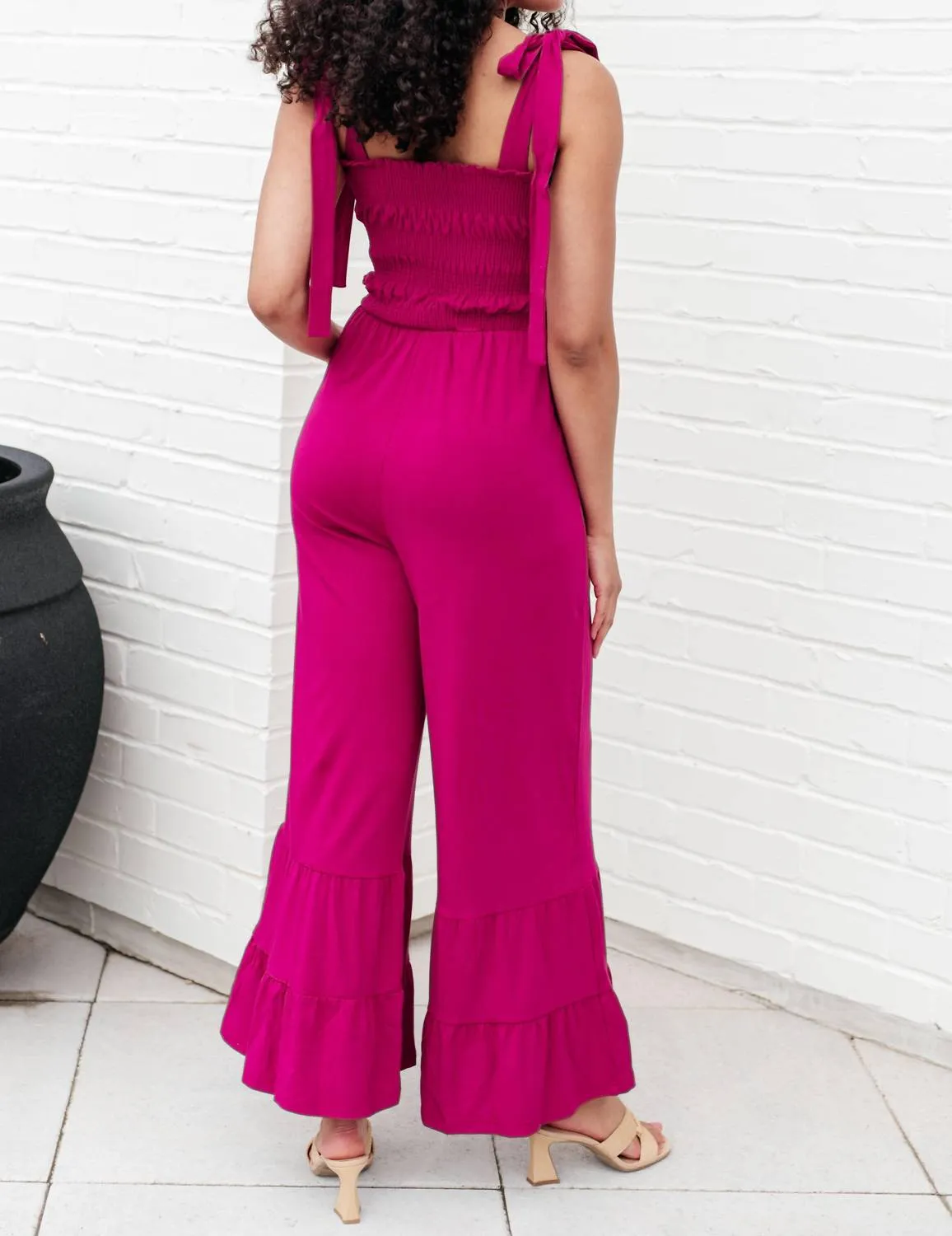 Almost Available Flared Jumpsuit In Magenta