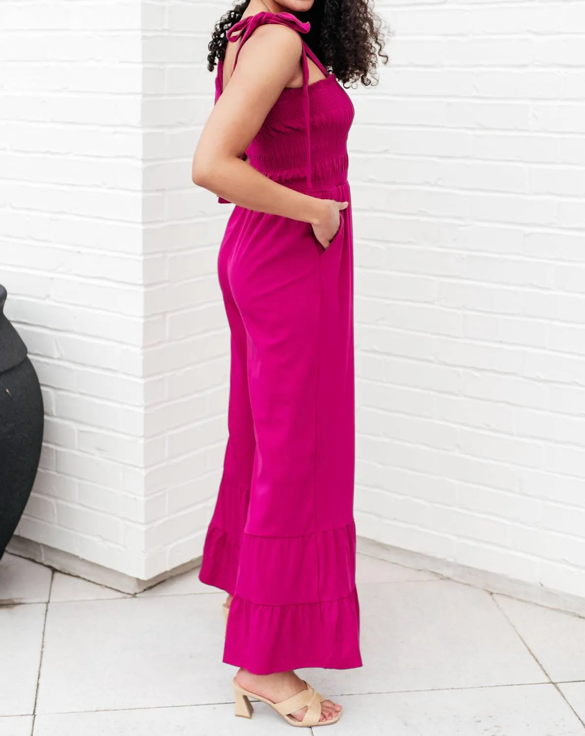 Almost Available Flared Jumpsuit In Magenta