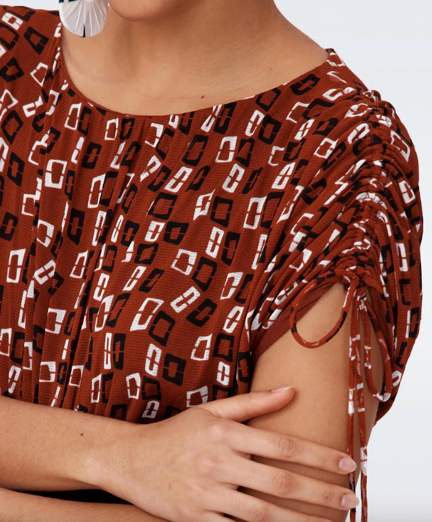 Andra Mesh Jumpsuit In Tiny Chain Spots Brown