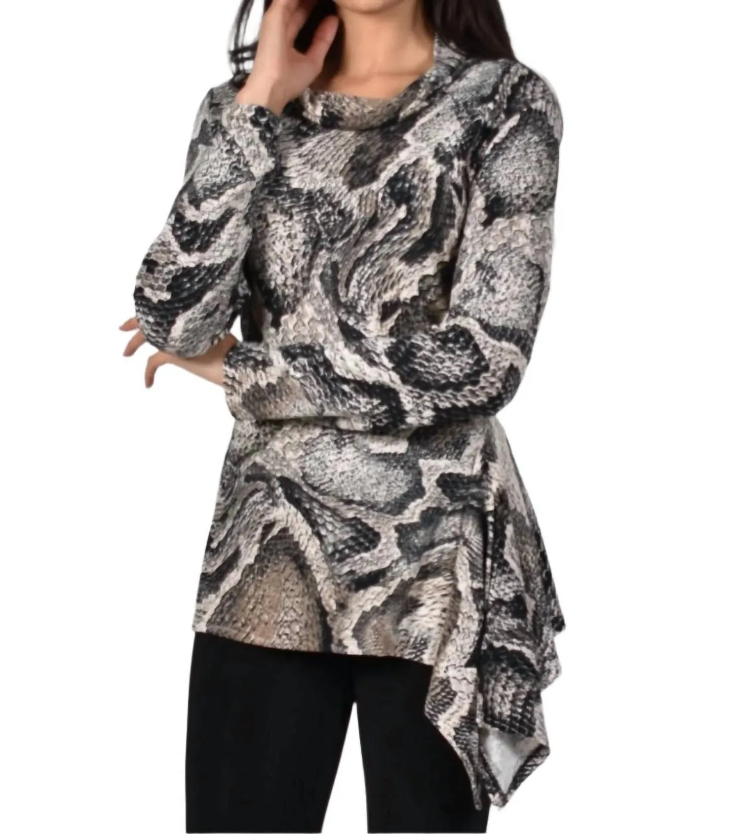 Animal Print Top In Grey