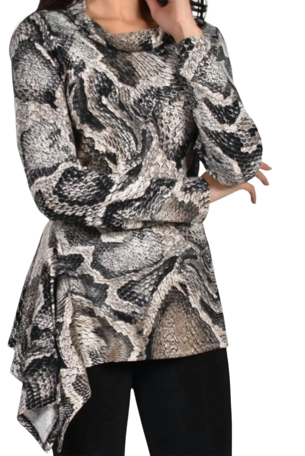 Animal Print Top In Grey