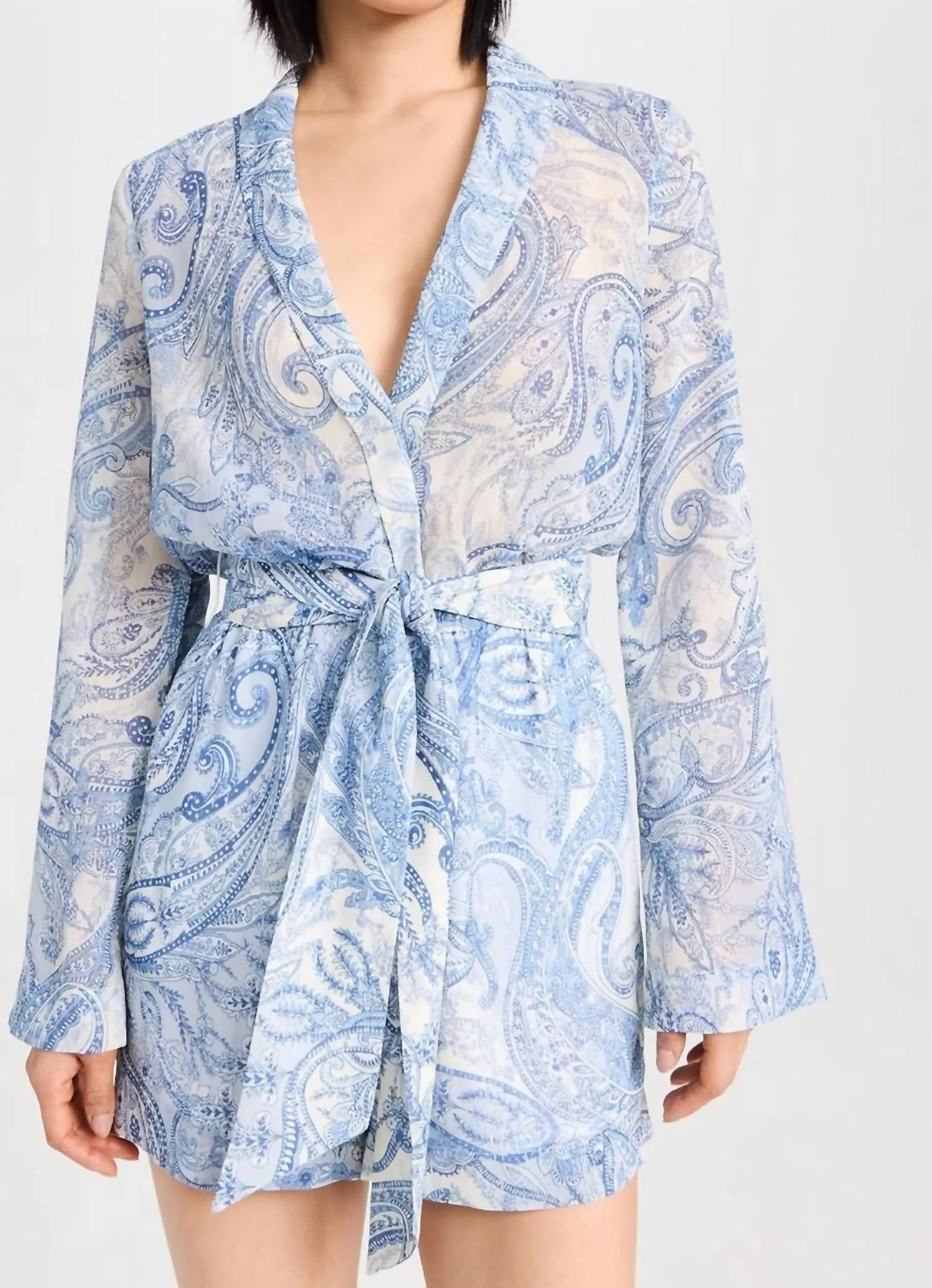 Arabell Romper In Ivory/blue Decorated Paisley