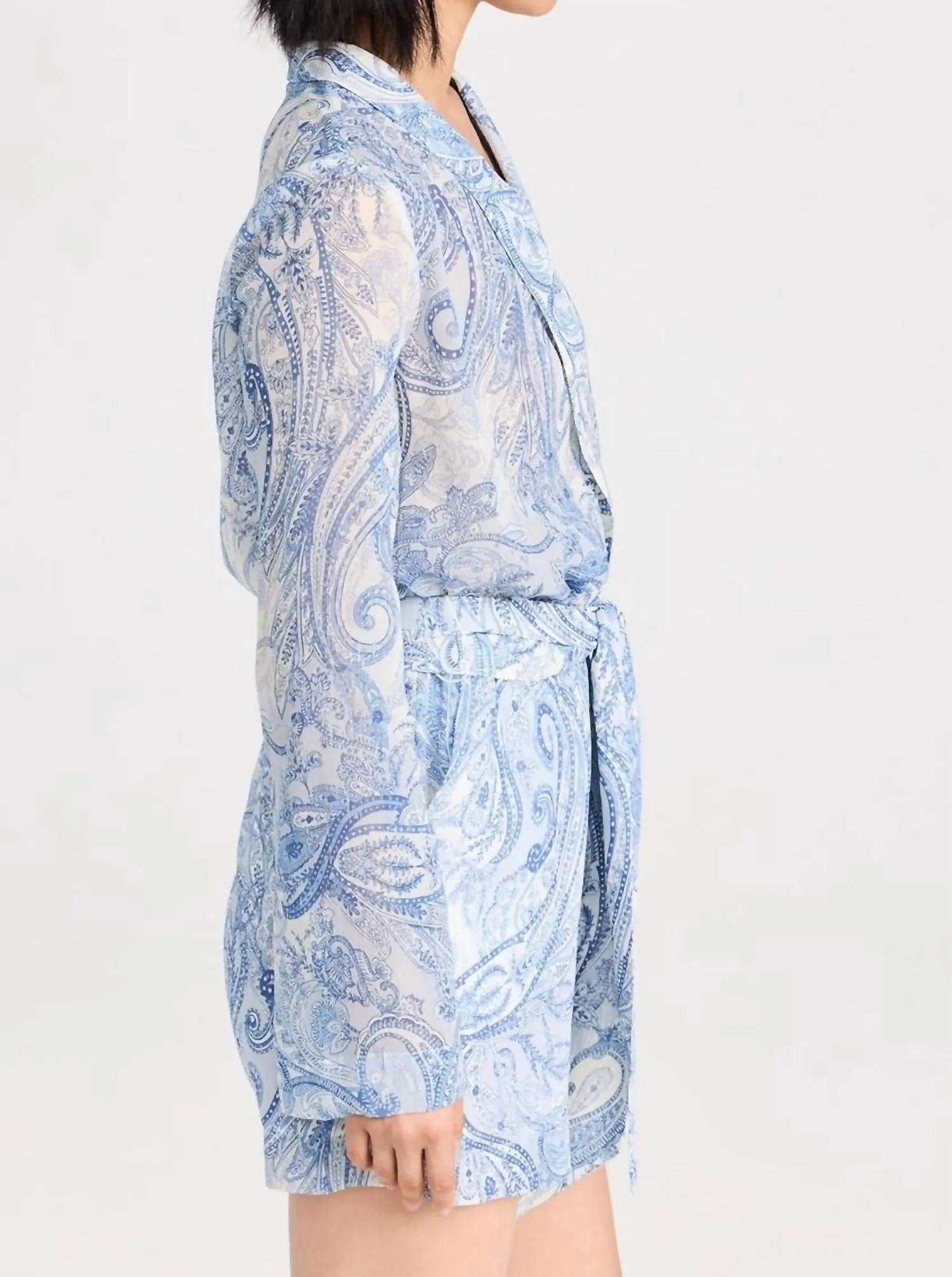 Arabell Romper In Ivory/blue Decorated Paisley