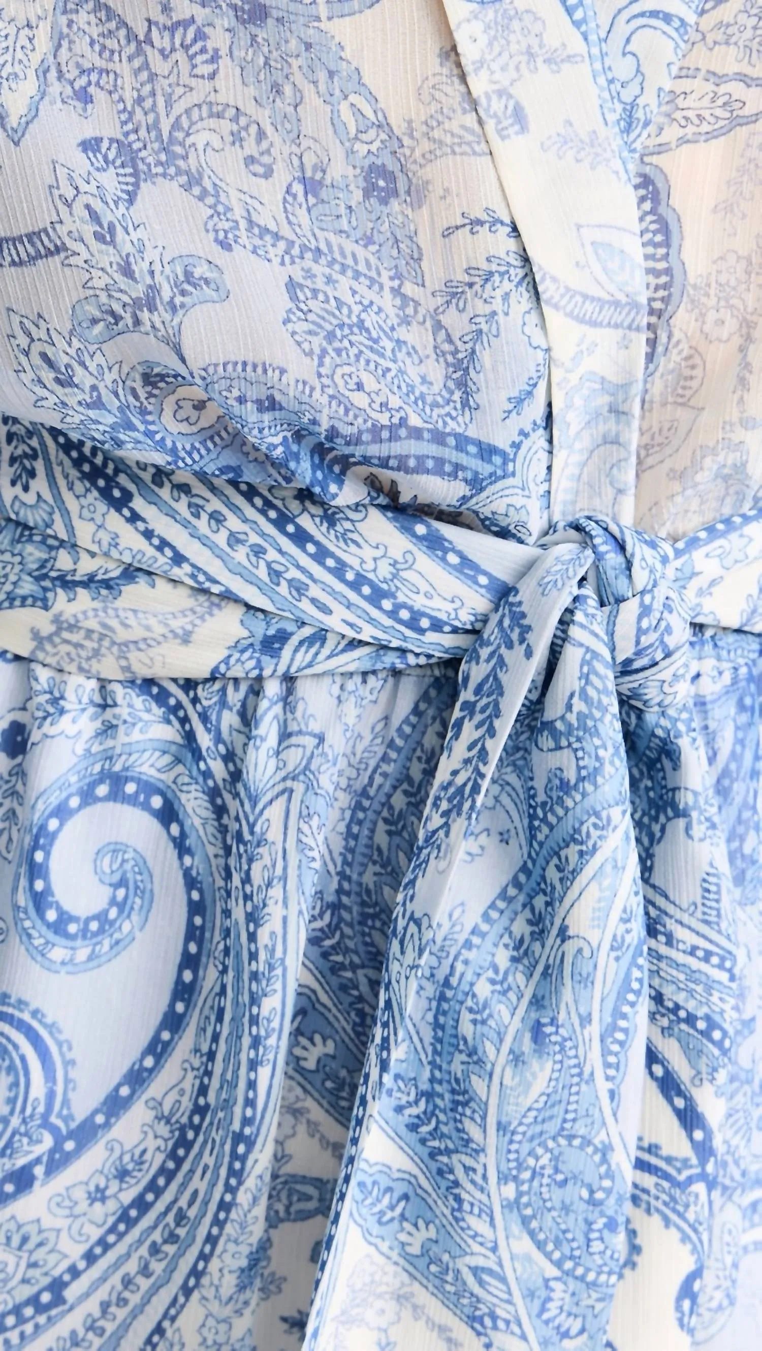 Arabell Romper In Ivory/blue Decorated Paisley