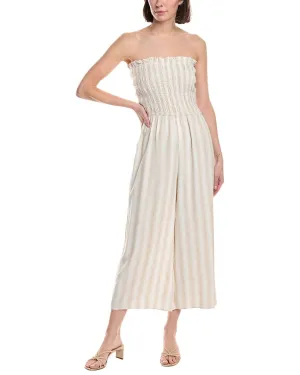 Bella Dahl Smocked Strapless Linen-Blend Jumpsuit