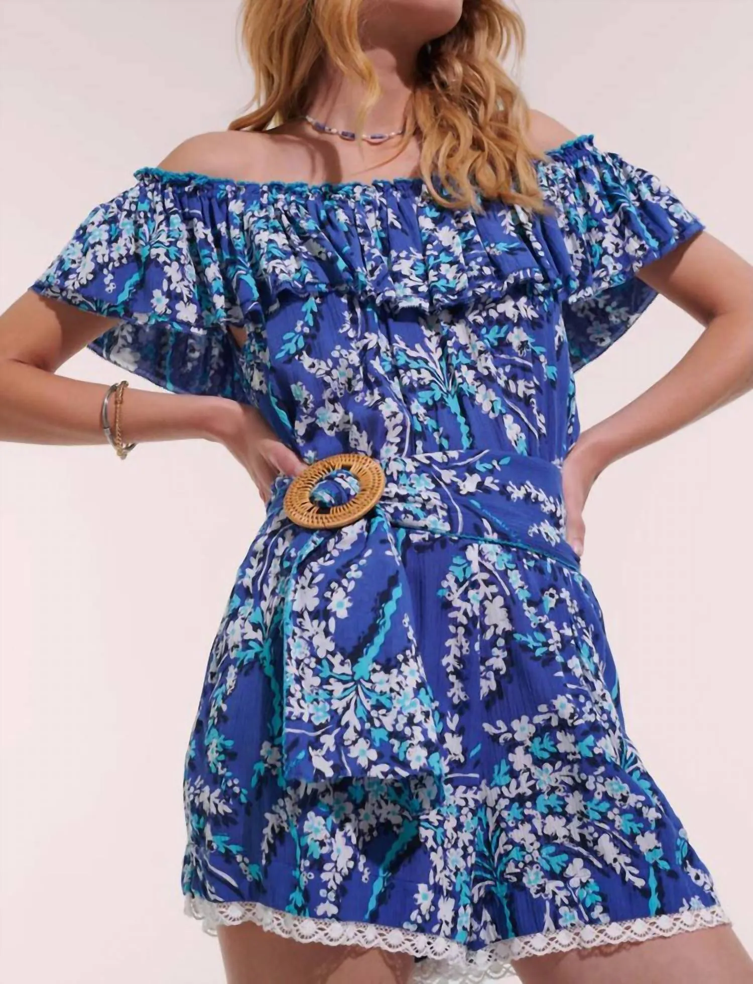 Bella Short Jumpsuit In Royal Palmery