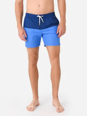 Bicolor Woven Swim Trunk In Indigo/lagoon