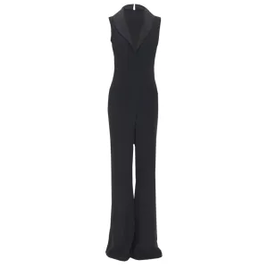 Brandon Maxwell shawl collage plunge wide leg evening jumpsuit
