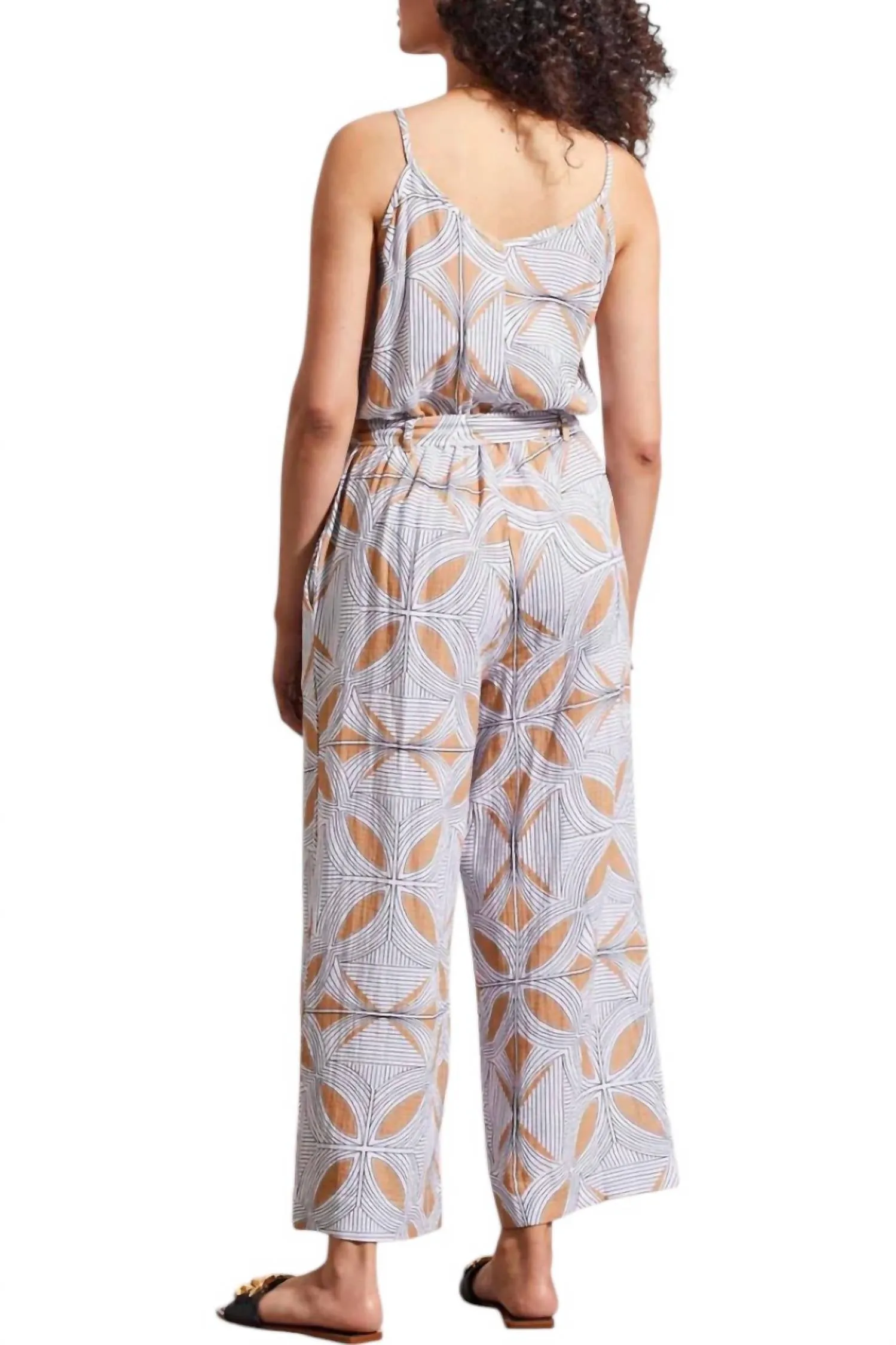 Button Front Jumpsuit In Camel