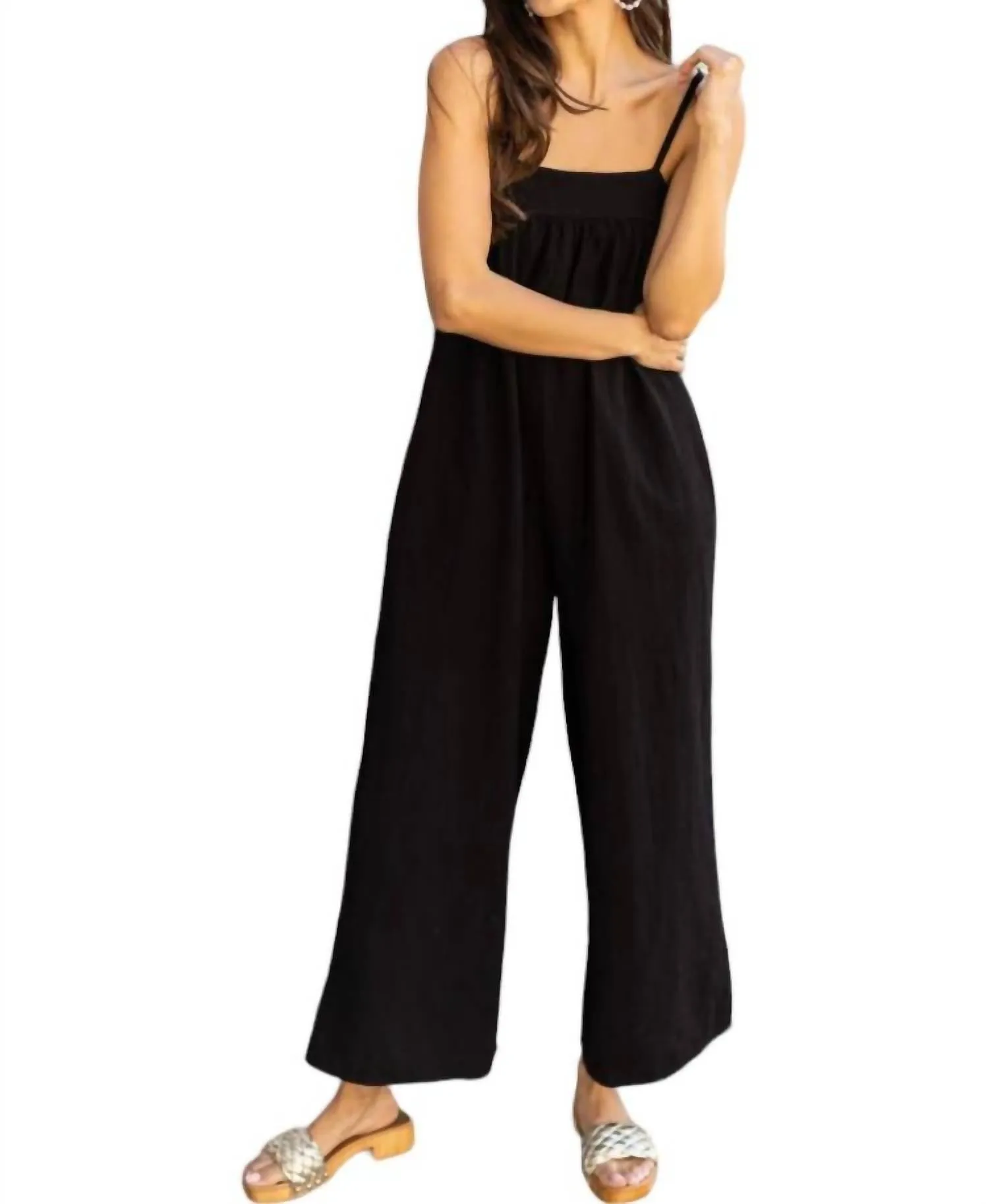 Cami Wide Leg Jumpsuit In Black