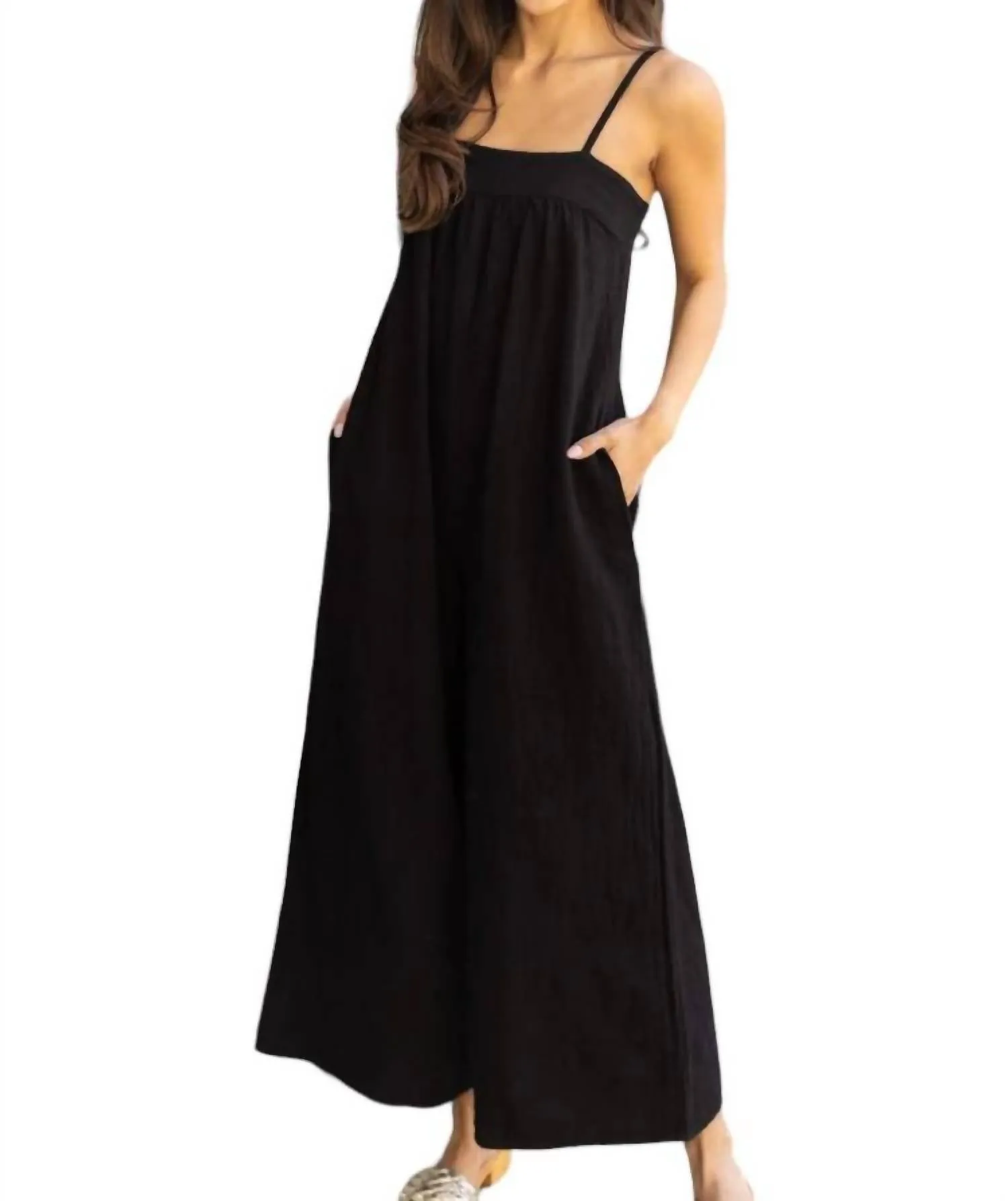 Cami Wide Leg Jumpsuit In Black