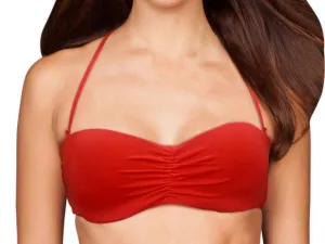 Center Ruched Bandeau Bikini Top In Persimmon