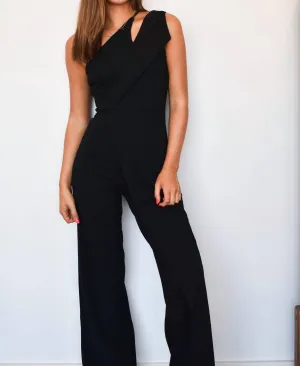 Classy Girl Asymmetrical Jumpsuit In Black