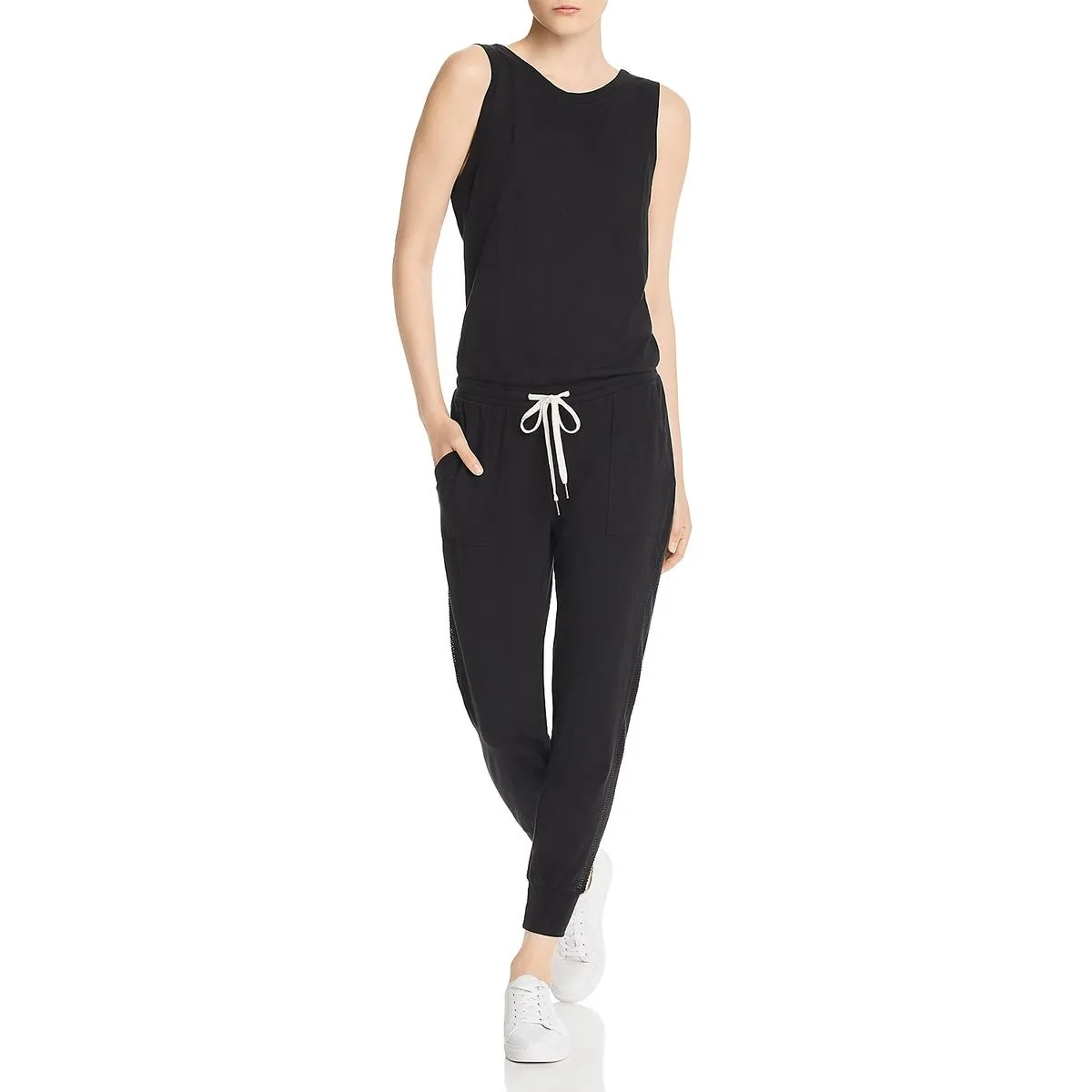 Dawn Womens Mesh Inset Drawstring Jumpsuit