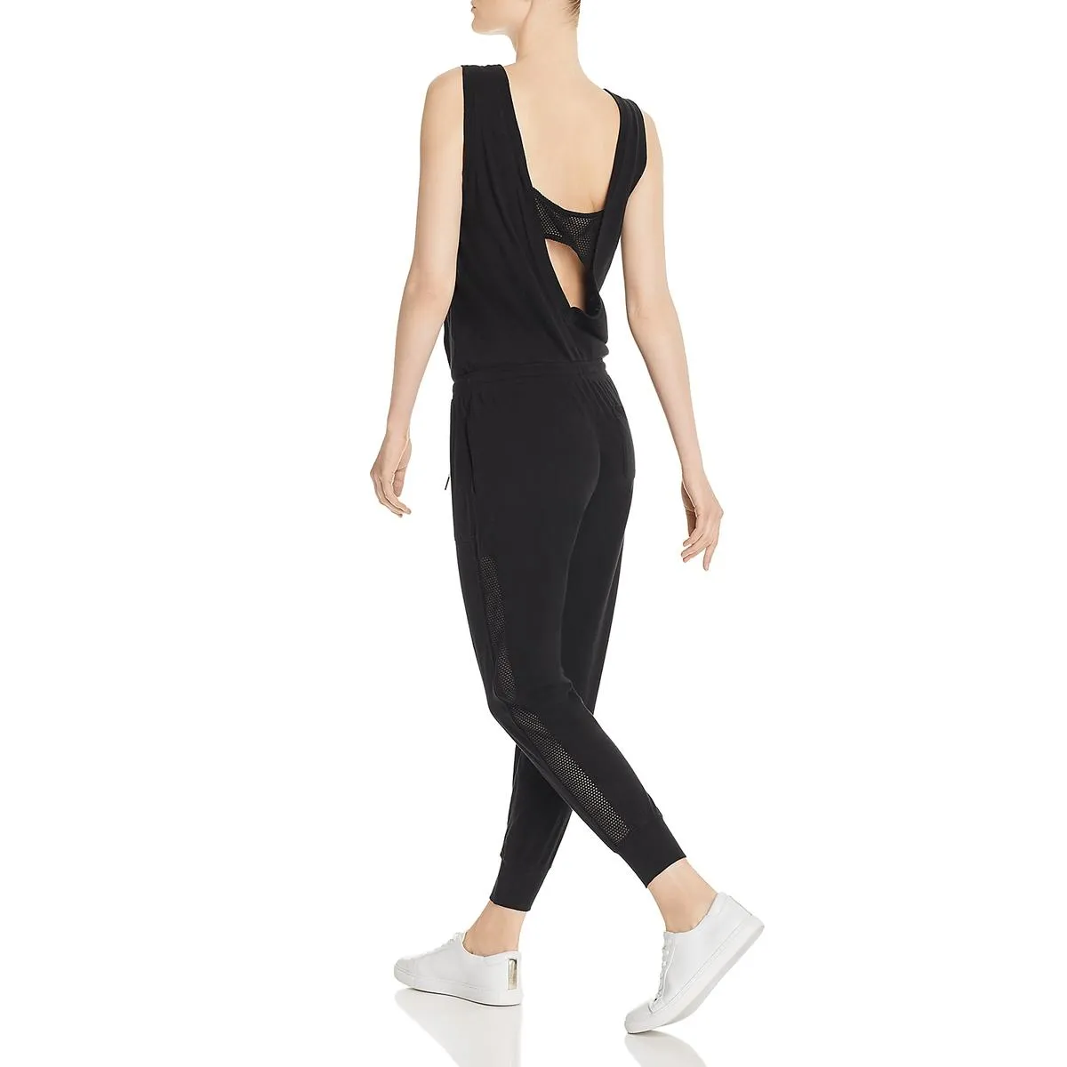 Dawn Womens Mesh Inset Drawstring Jumpsuit