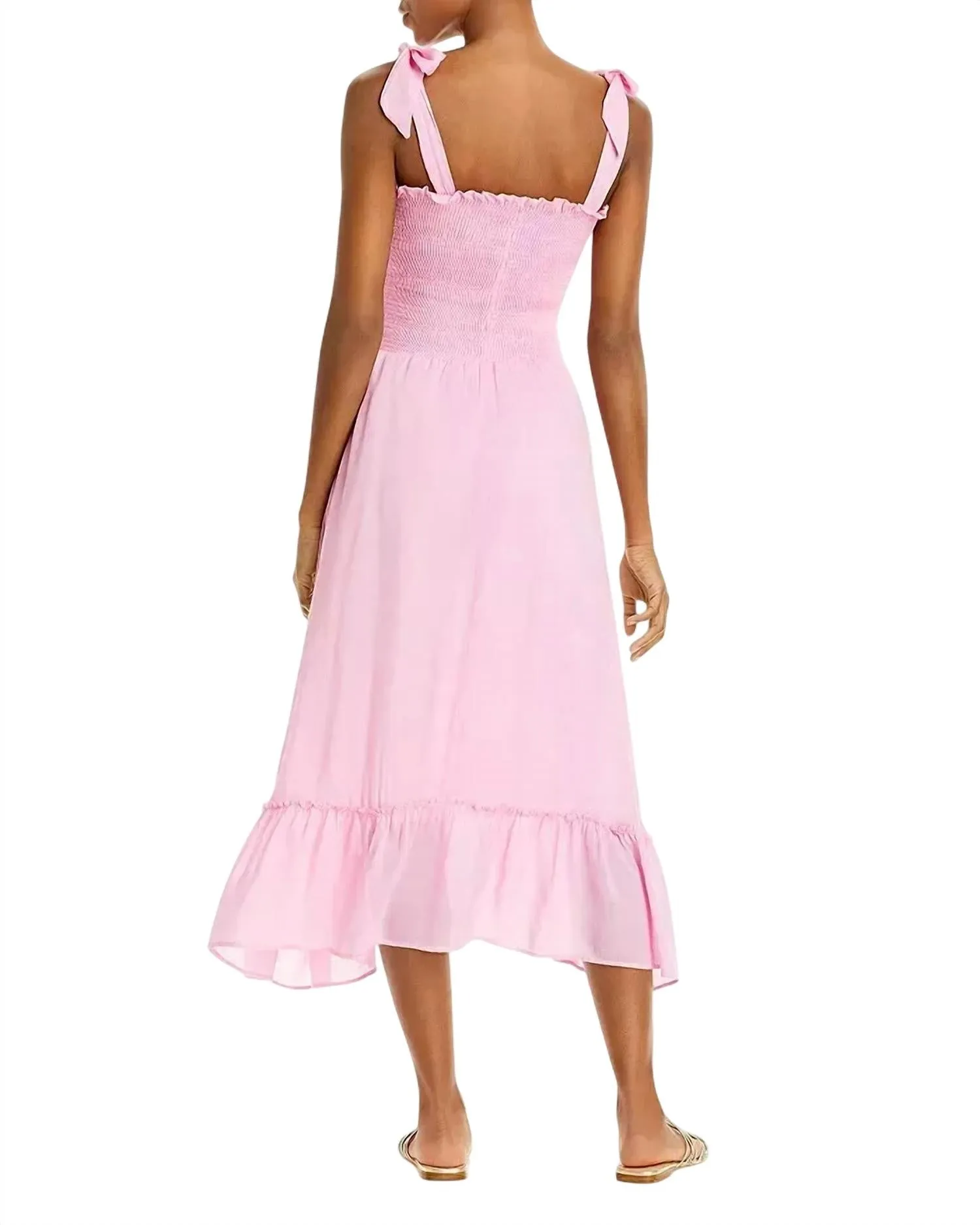Eddie Smocked Swim Cover Up Dress In Pink