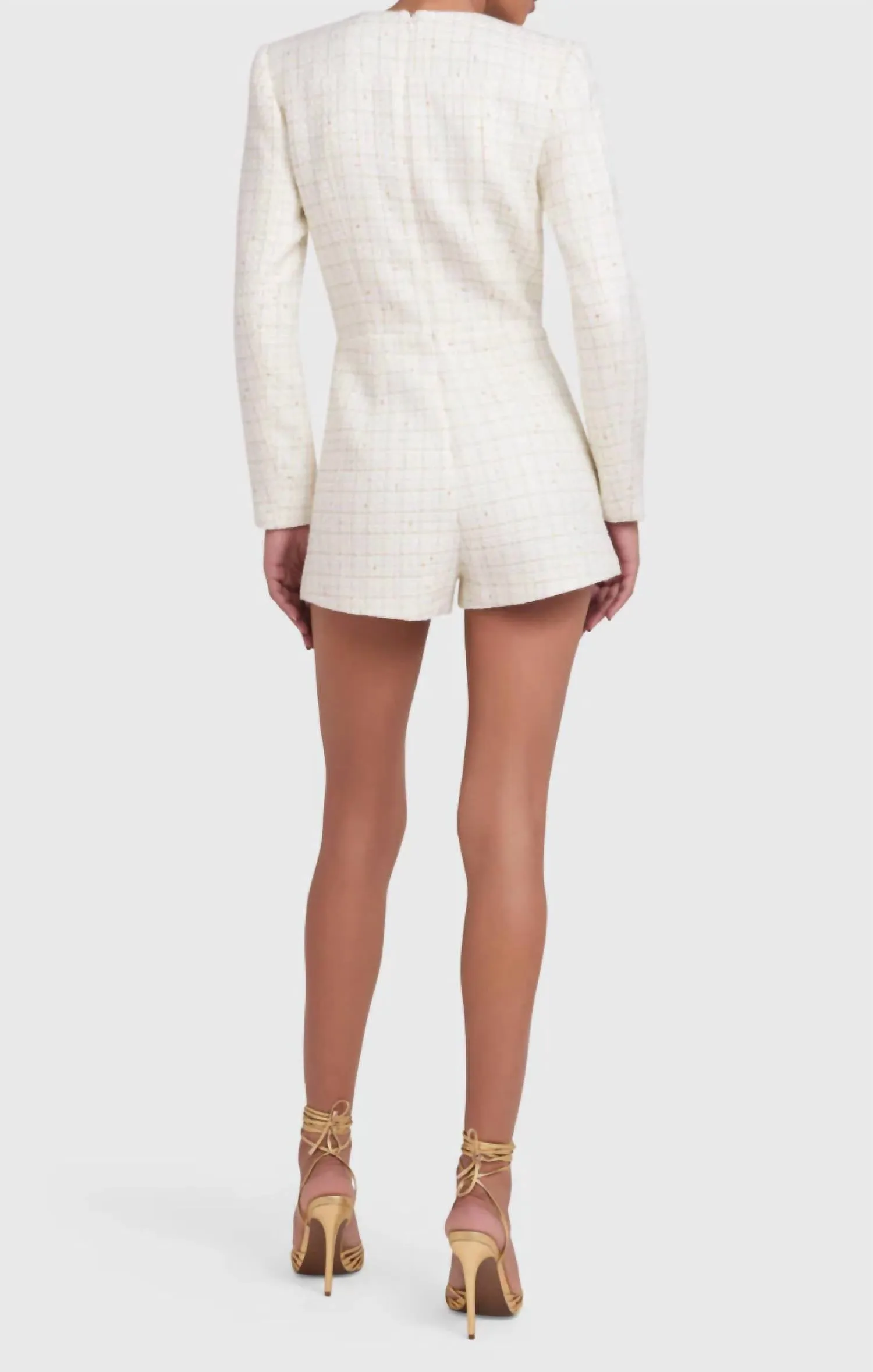 Fallon Romper In White/gold