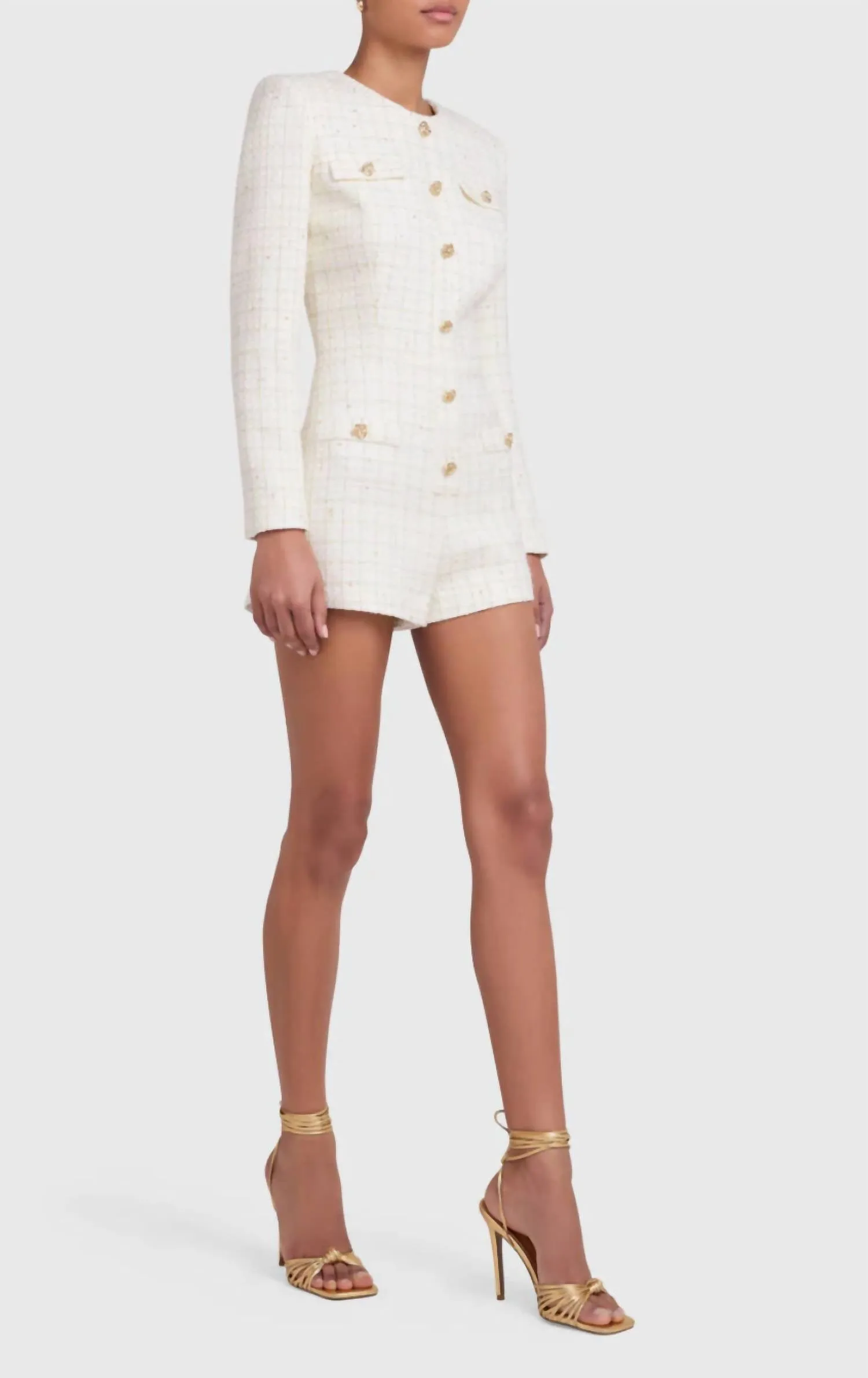 Fallon Romper In White/gold