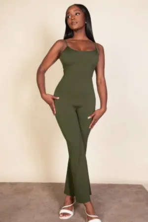 FASHNZFAB Women's Ribbed sleeveless wide leg jumpsuit