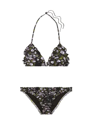 Floral Print Ruffle Bikini