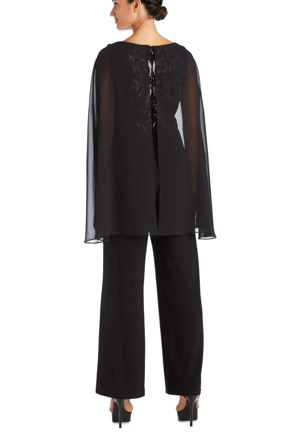 Formal Capelet Jumpsuit In Black