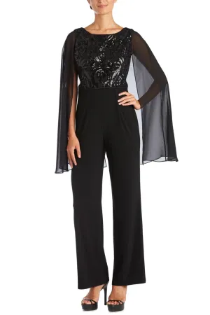 Formal Capelet Jumpsuit In Black