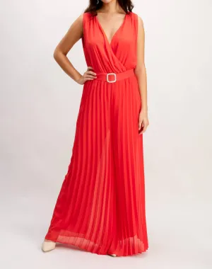 Formal V-Neck Jumpsuit In Fire