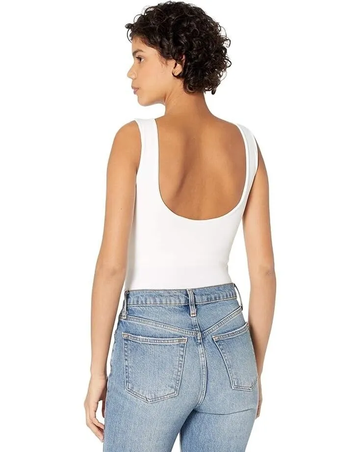 Free People Bodysuit Women's L-XL White Stretch Fit Low U Back One-Piece VSQ124