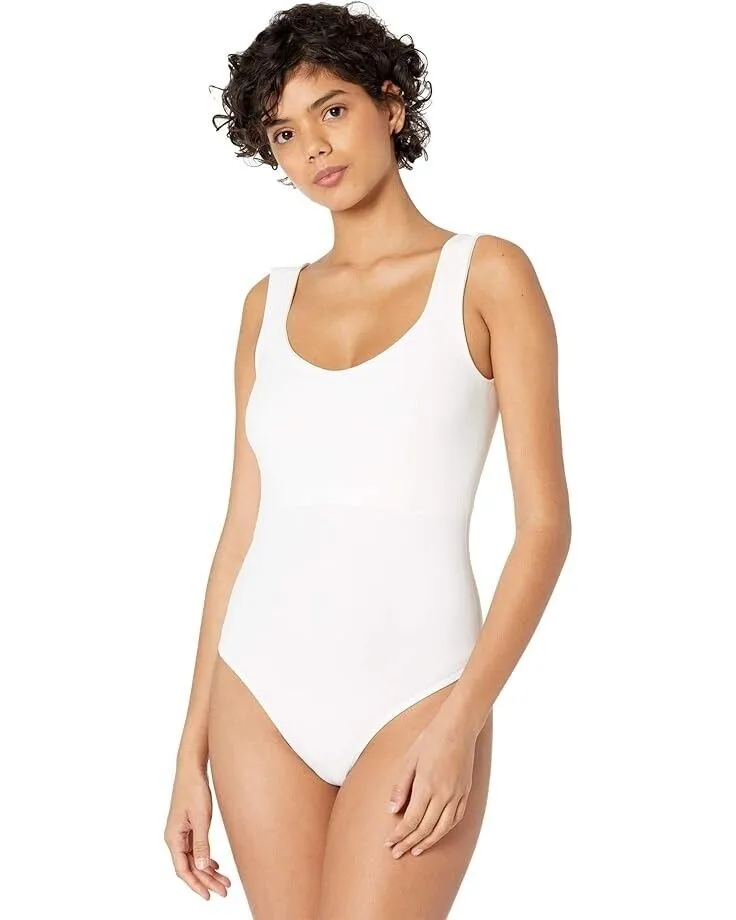 Free People Bodysuit Women's L-XL White Stretch Fit Low U Back One-Piece VSQ124