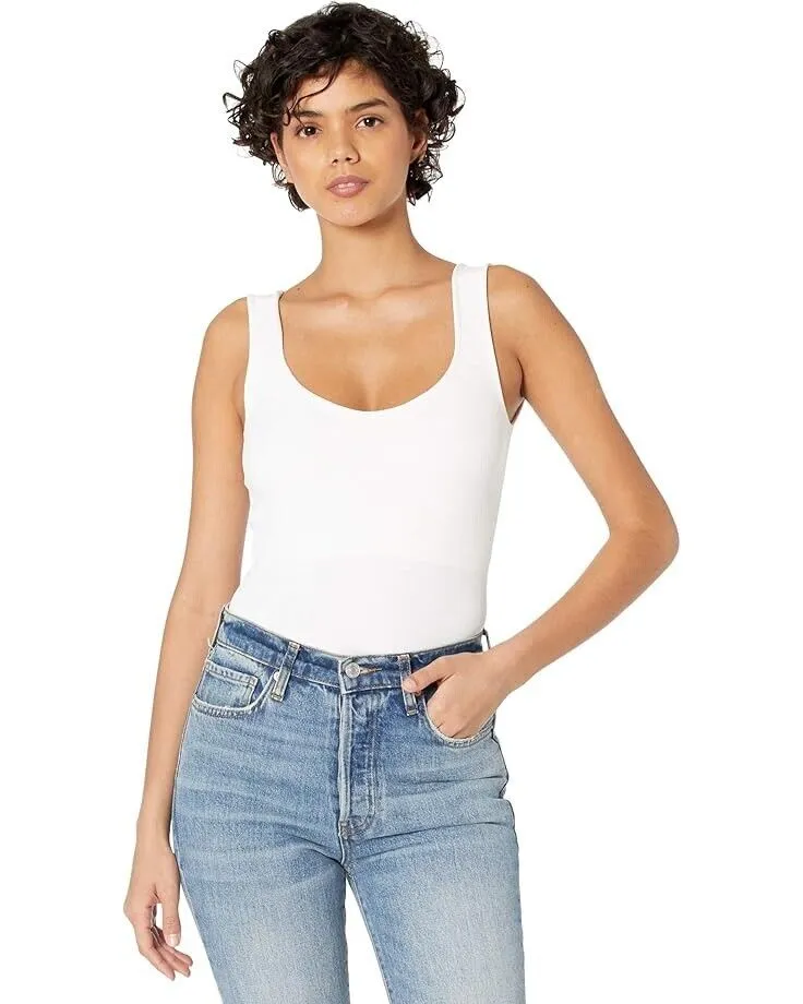 Free People Bodysuit Women's L-XL White Stretch Fit Low U Back One-Piece VSQ124