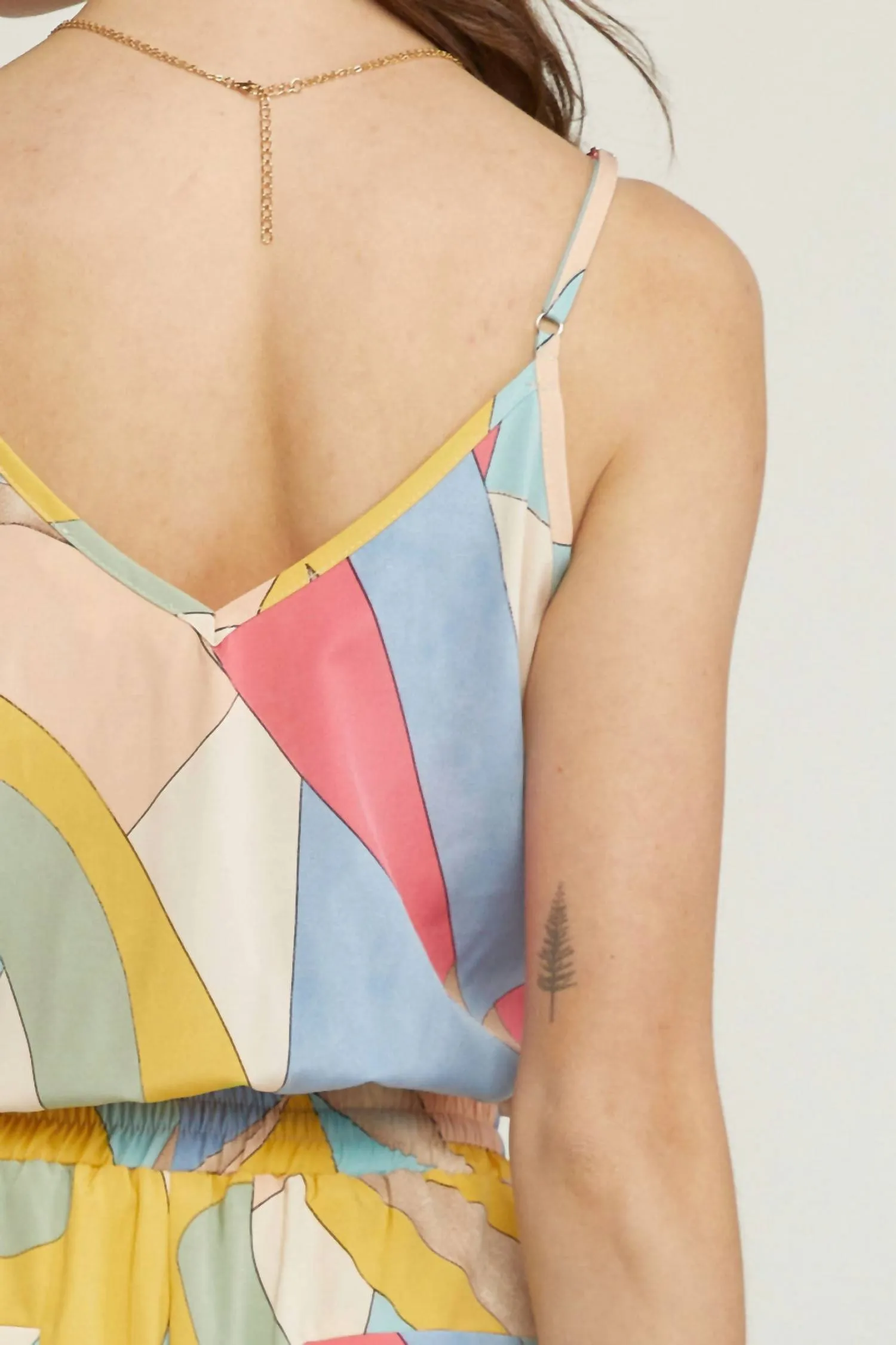 Geometric Print Tank Jogger Jumpsuit In Multi Color