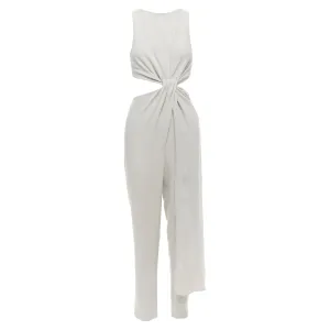 Halston Heritage cut out drape waist asymmetric cropped jumpsuit