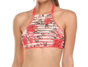 High Neck Bikini Top In Printed Illusion