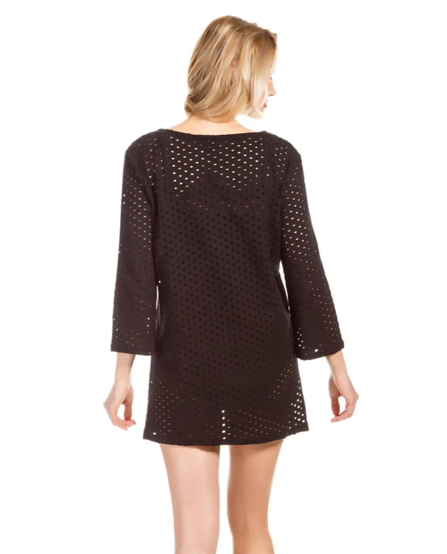 Jacquard 3/4 Sleeve Tunic In Eco Black