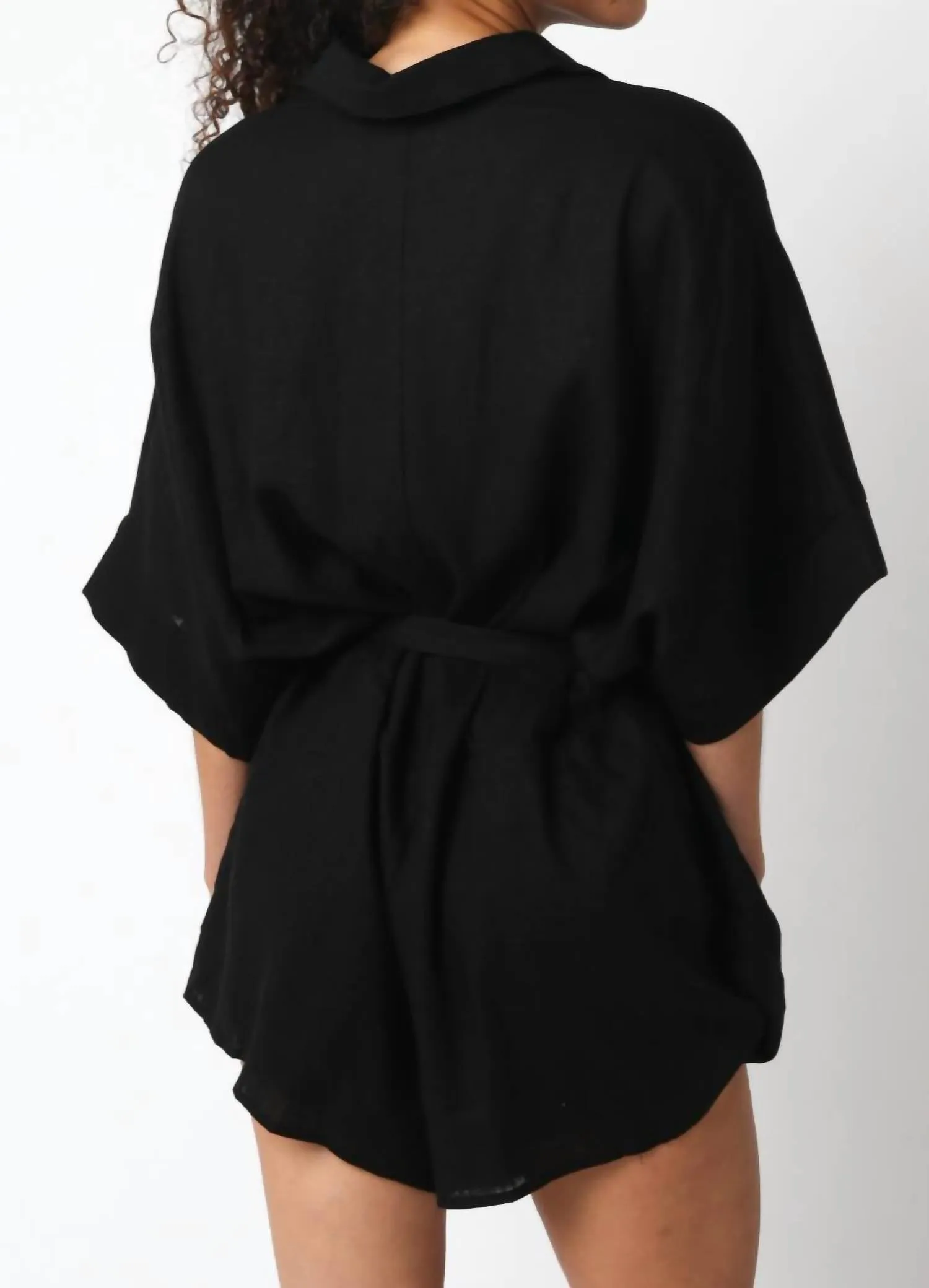 Kristin Linen Romper In Black