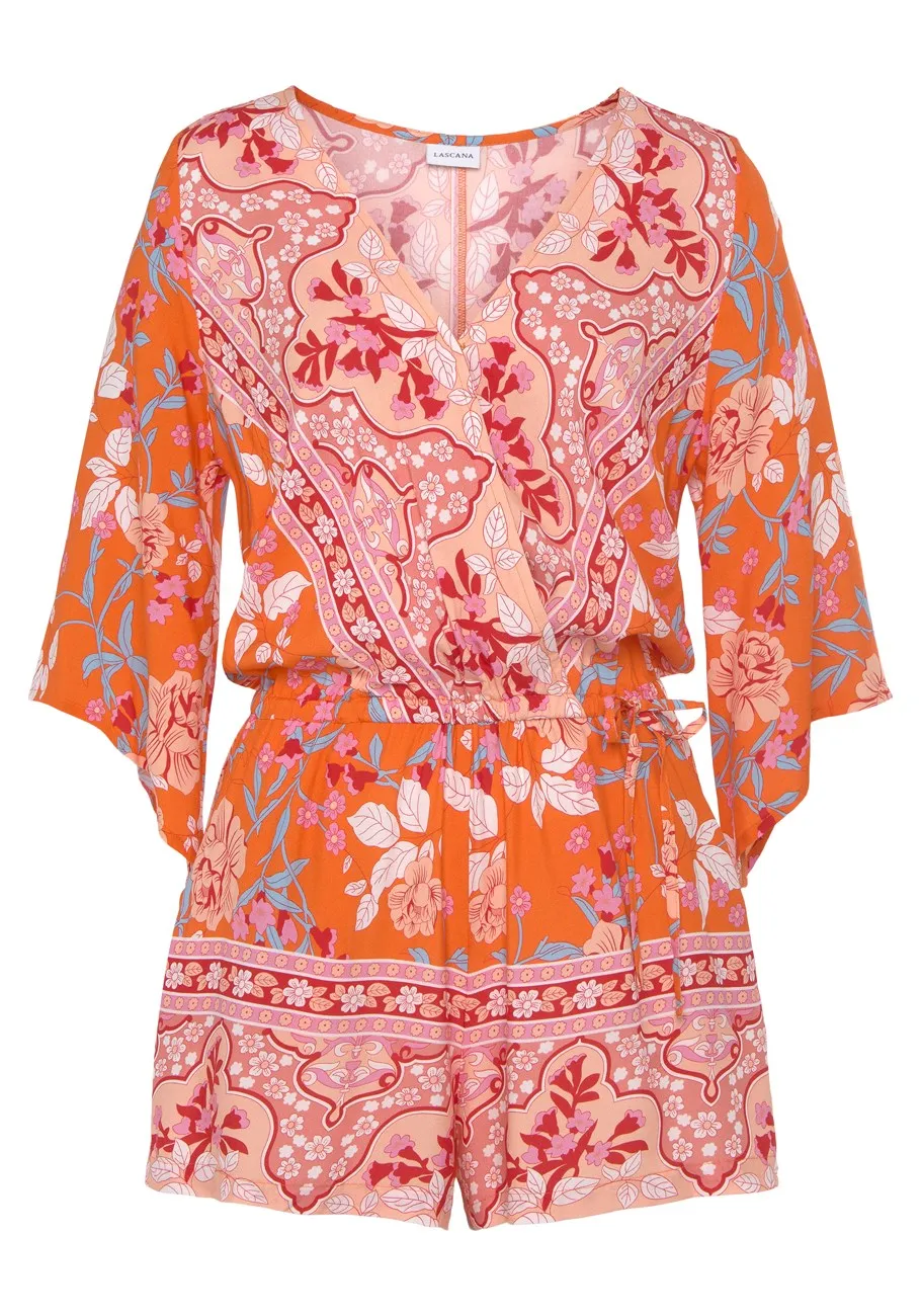LASCANA Women's Floral Wrap Look Romper