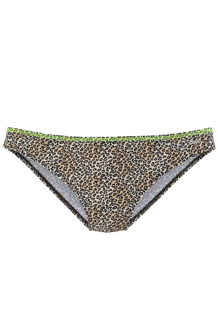 LASCANA Women's Leopard Classic Bikini Swim Bottom