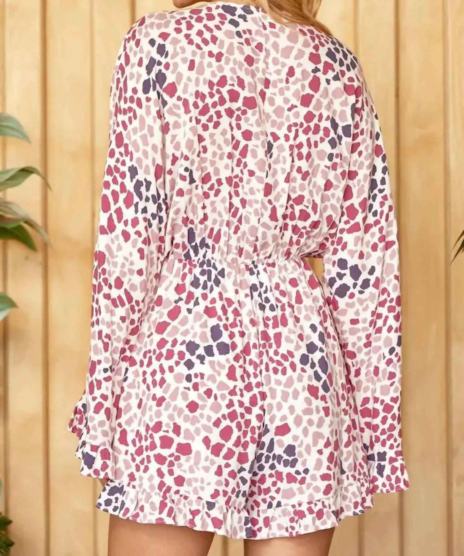 Leopard Print Romper In Magenta Multi