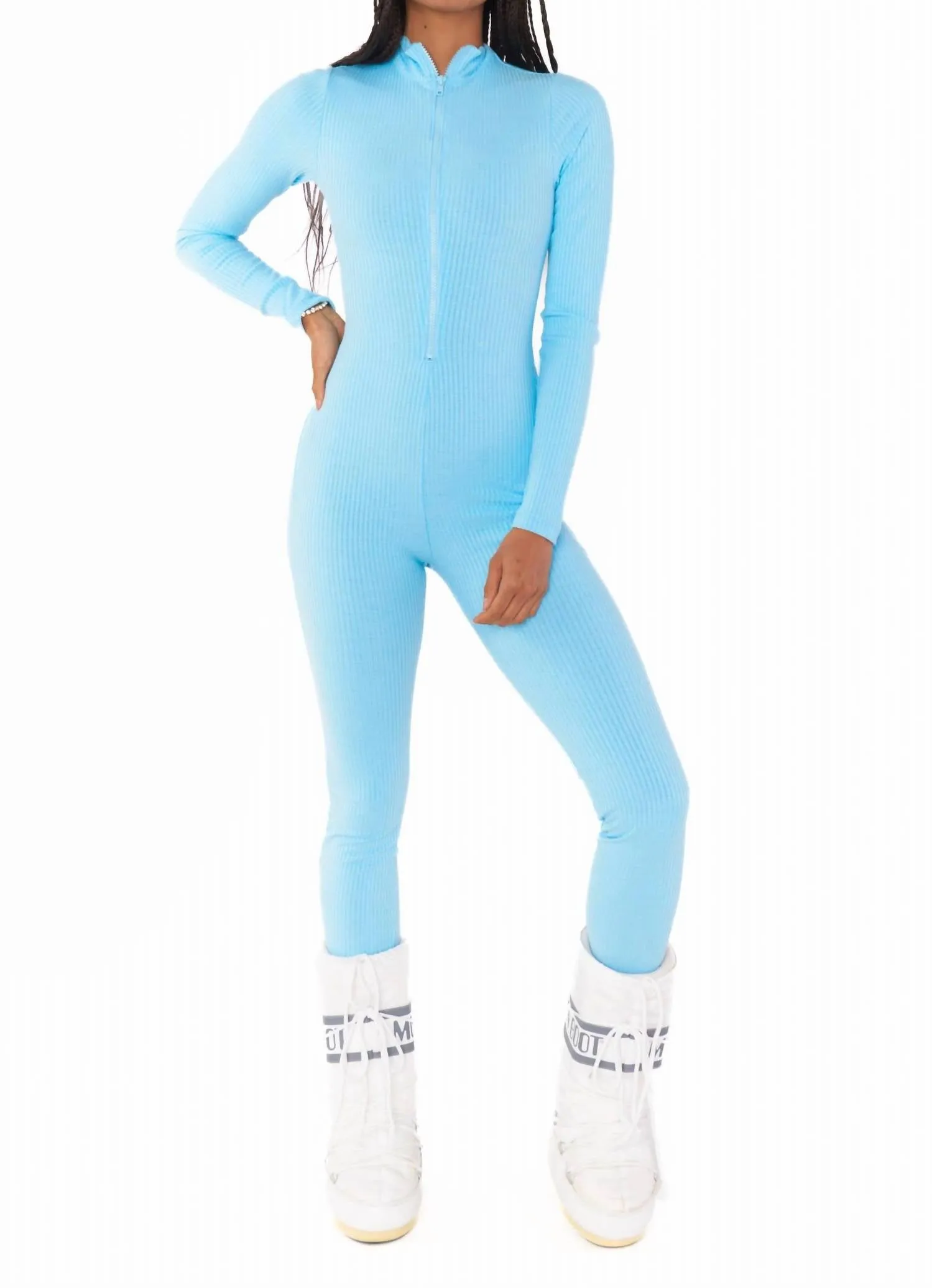 Lodge Knit Onesie In Powder Blue