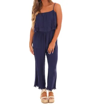 Losing My Mind Tiered Jumpsuit In Navy