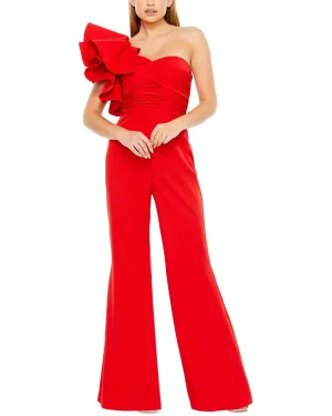 Mac Duggal Ruffle Flare Jumpsuit