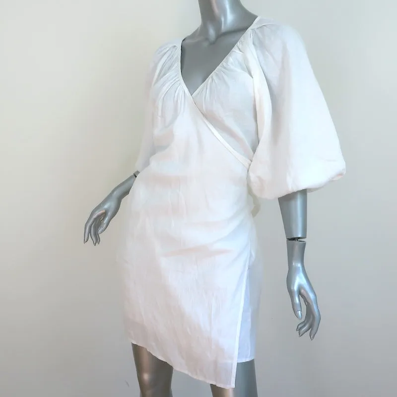 Mara Hoffman Swim Mini Wrap Dress Coletta White Linen Size Extra Small NEW