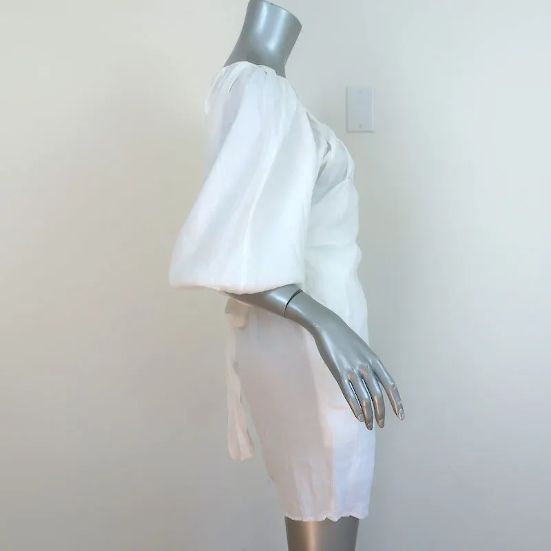 Mara Hoffman Swim Mini Wrap Dress Coletta White Linen Size Extra Small NEW