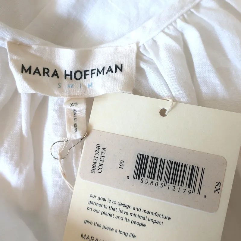 Mara Hoffman Swim Mini Wrap Dress Coletta White Linen Size Extra Small NEW