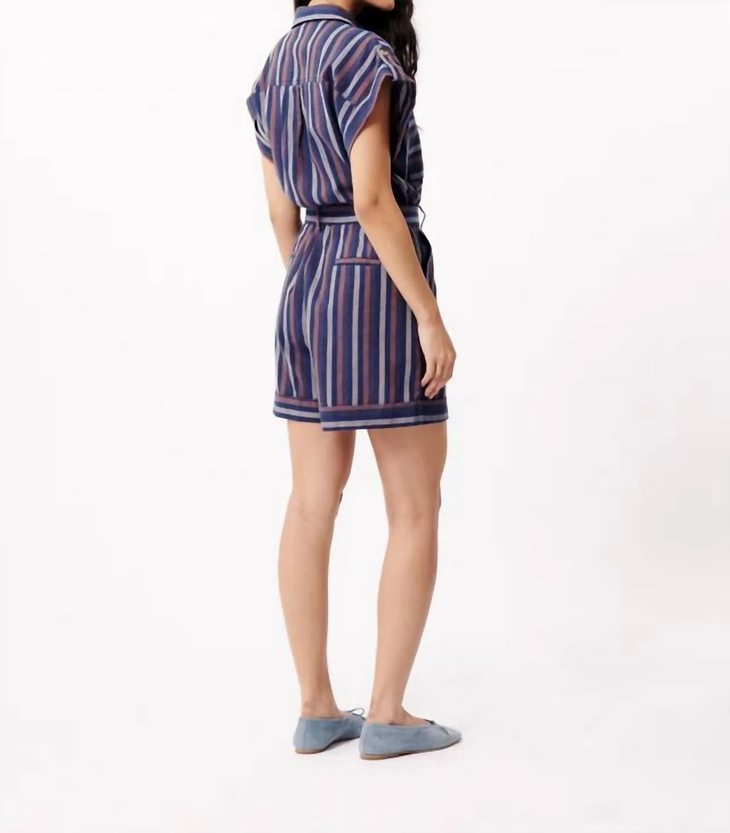 Melina Woven Romper In Electric Blue