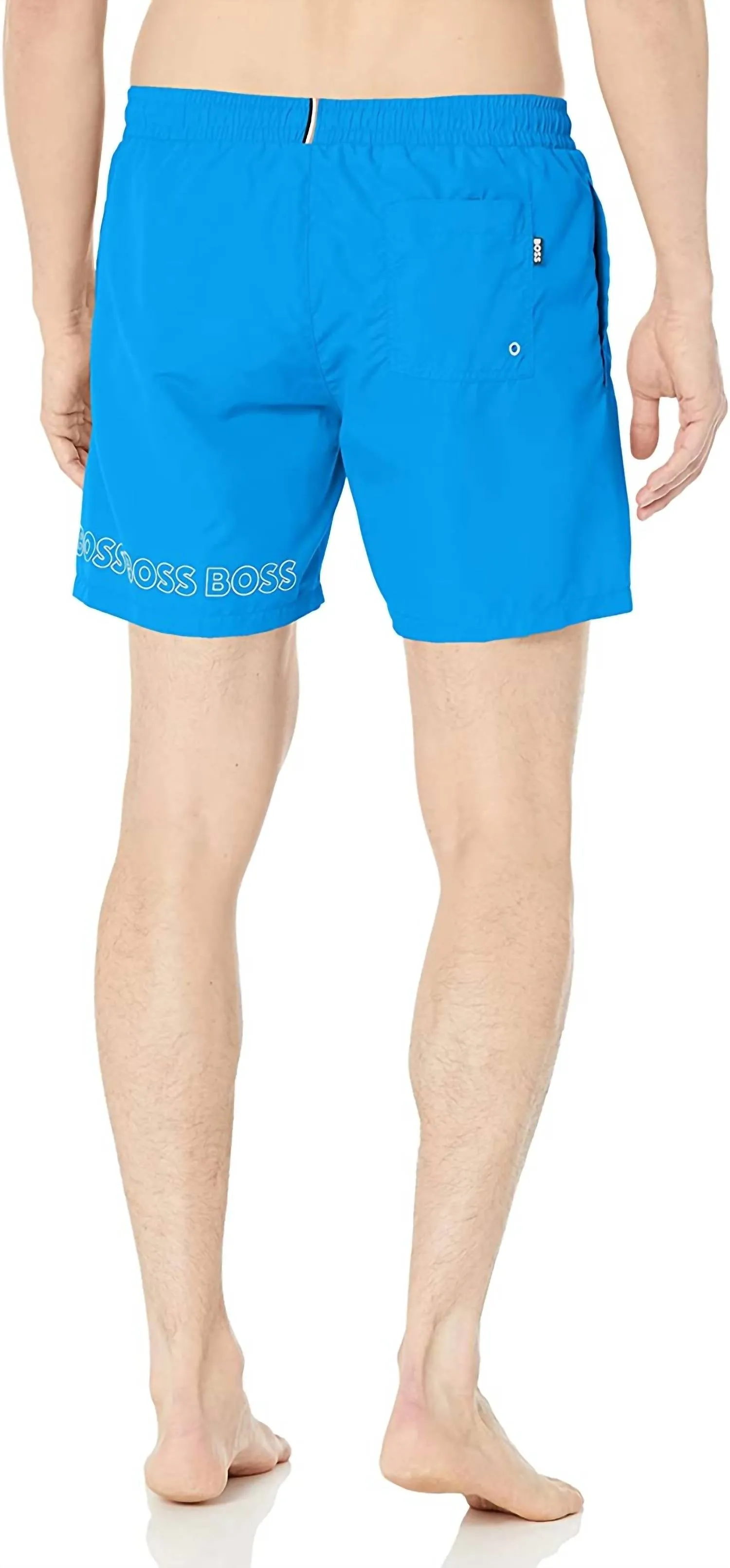 Men's Standard Vertical Logo Swim Trunk In Blue