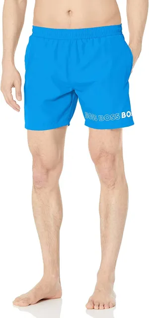 Men's Standard Vertical Logo Swim Trunk In Blue